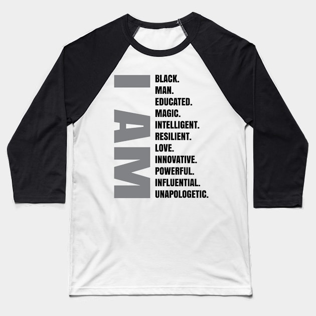 I Am | Black Man Baseball T-Shirt by UrbanLifeApparel